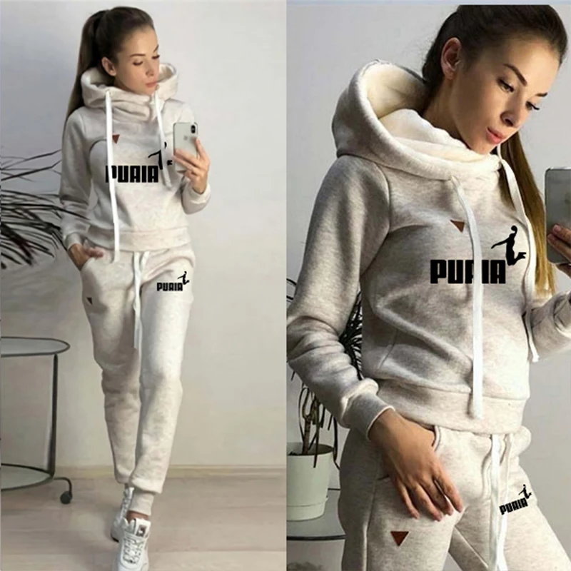 2024 Autumn New Tracksuits For Women Winter Femme Sport Suits Sweatshirts And Long Pants Print Logo 2Pcs Clothes Sets Plus Size