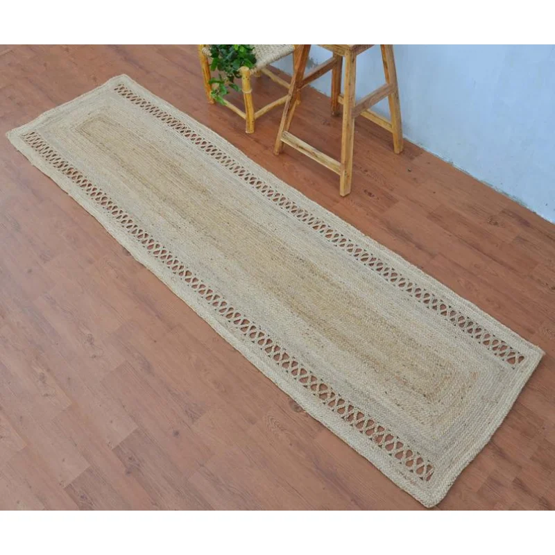 

Farmhouse Rug Rustic Look Mat Runner Natural Jute Rugs Rectangle Carpet Braided