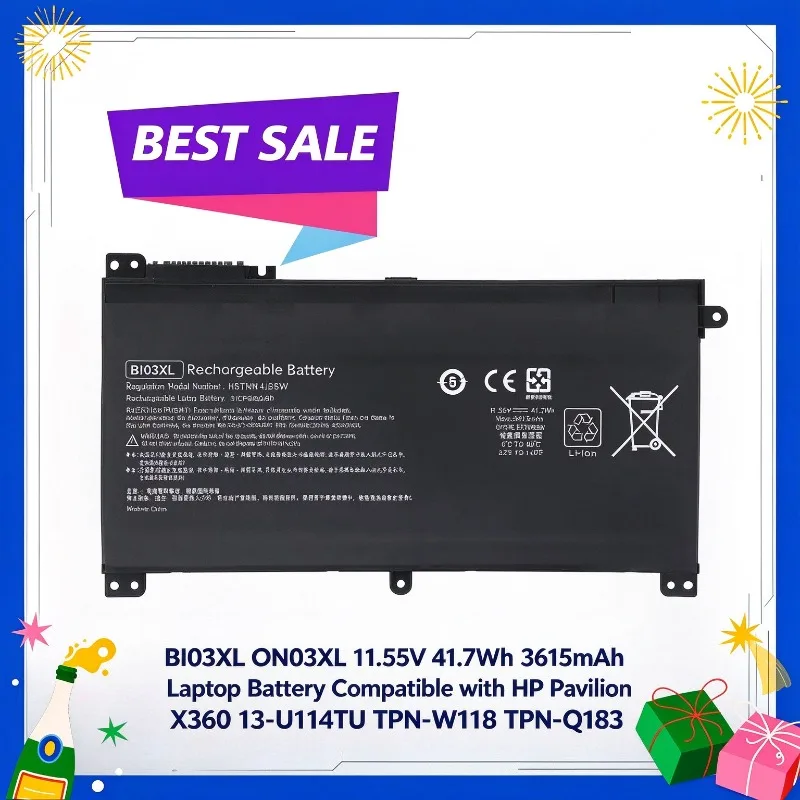 BI03XL ON03XL 11.55V 41.7Wh 3615mAh Laptop Battery Compatible with HP Pavilion X360 13-U114TU TPN-W118 TPN-Q183