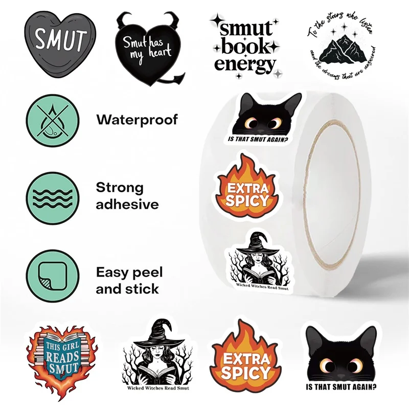 100PCS Gothic Witch Reading Paper Labels Thank You Sticker DIY Sealing Decoration Scrapbooking Hand Accounting Supplies