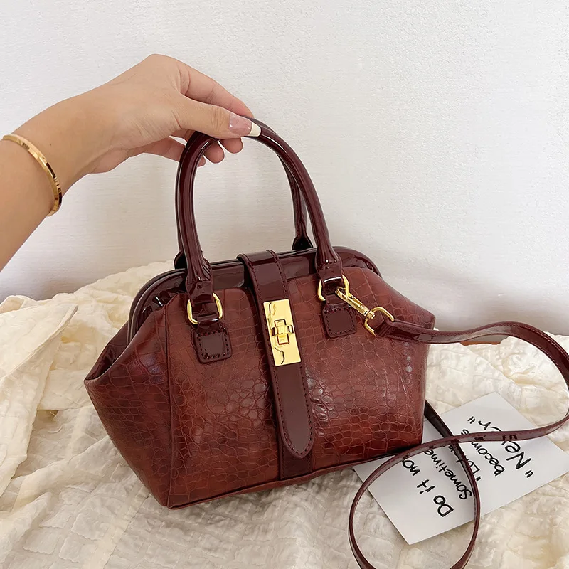 The New Fashionable and Delicate Cross-body Handbag Texture Stone Pattern Large-capacity High-value Shoulder Bag