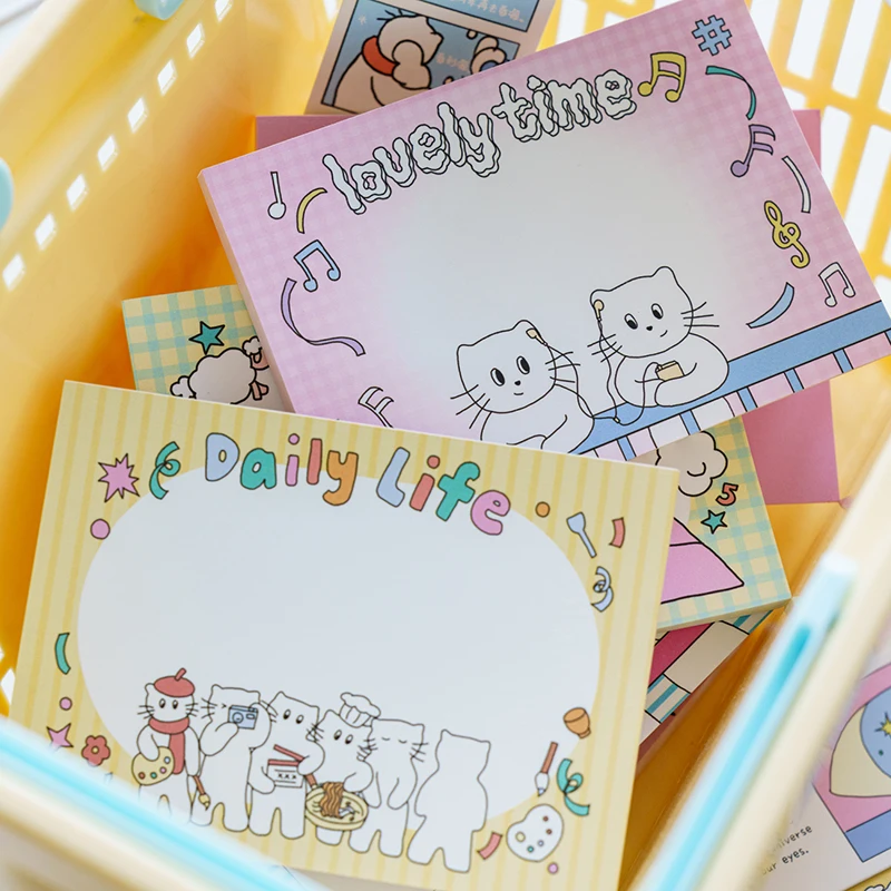 80Pcs Cute Cat Memo Pad Message Notes Paper Daily Planner To Do List Notepad Kawaii School Stationery