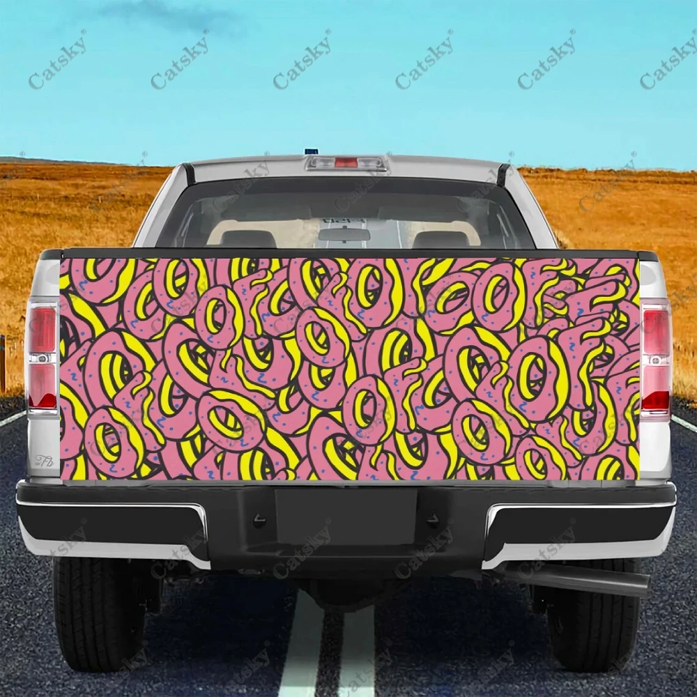 Cute Pink Donuts Car Tail Trunk Protect Vinly Wrap Sticker Decal Auto Hood Decoration Engine Cover for SUV Off-road Pickup