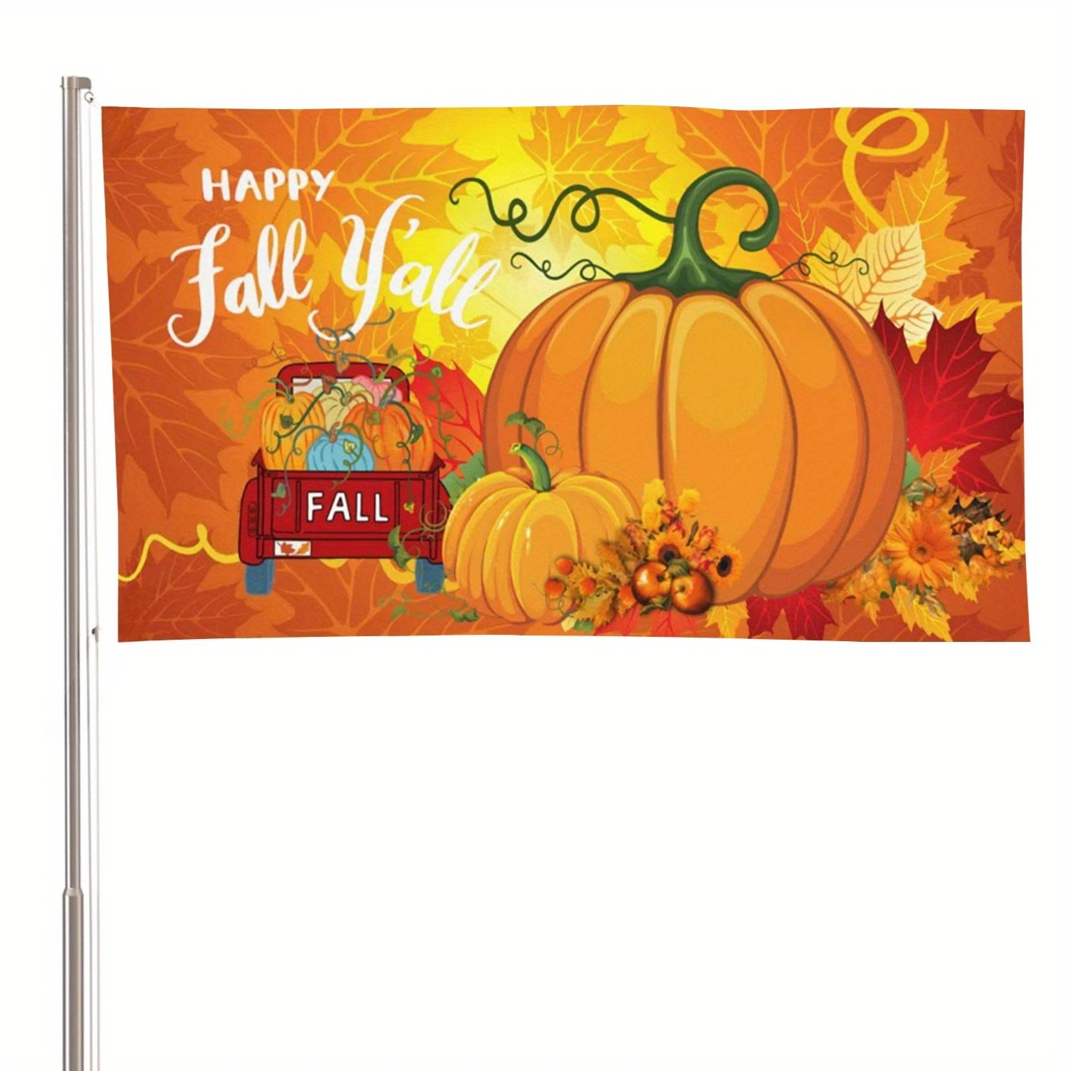 

2D Door Banner 1pc Happy Fall Autumn Pumpkin Banner Flag 3x5ft - Vibrant Fall-Themed Outdoor Decoration with Pumpkins