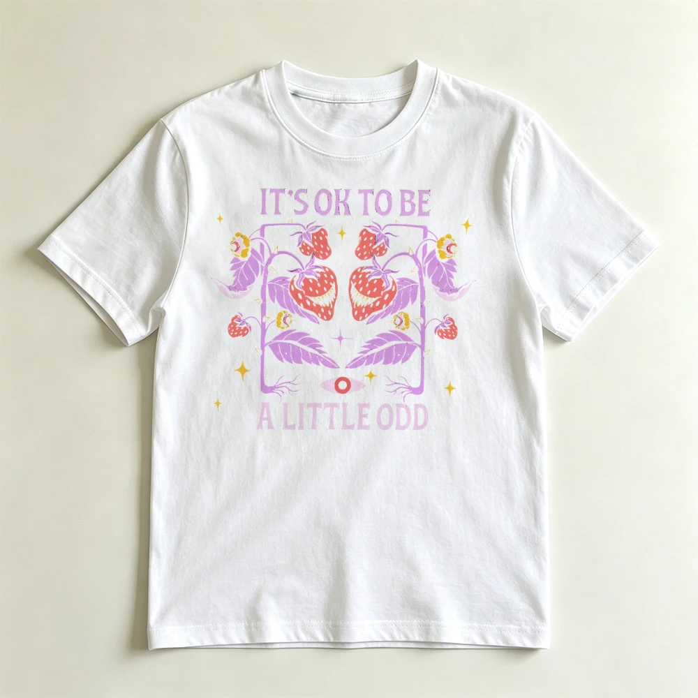Cute Pink Strawberry Quote Graphic T Shirt Women Summer Fruit Botanical Slogan Tee Kawaii Pastel Aesthetic Clothes