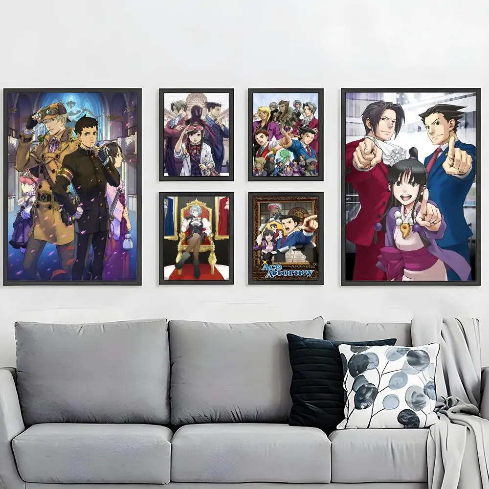 Funny Game Ace A-Attorney Anime Poster HD Waterproof Self-Adhesive Wall Art – Multi-Scene Use, Top Gift Pick