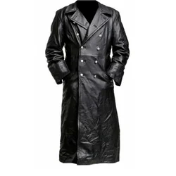 2026 Spring Men Faux Leather Trench Fashion Long Sleeve Autumn Windbreaker Coat Slim Long Leather Jacket Men Pu Jacket Outwear