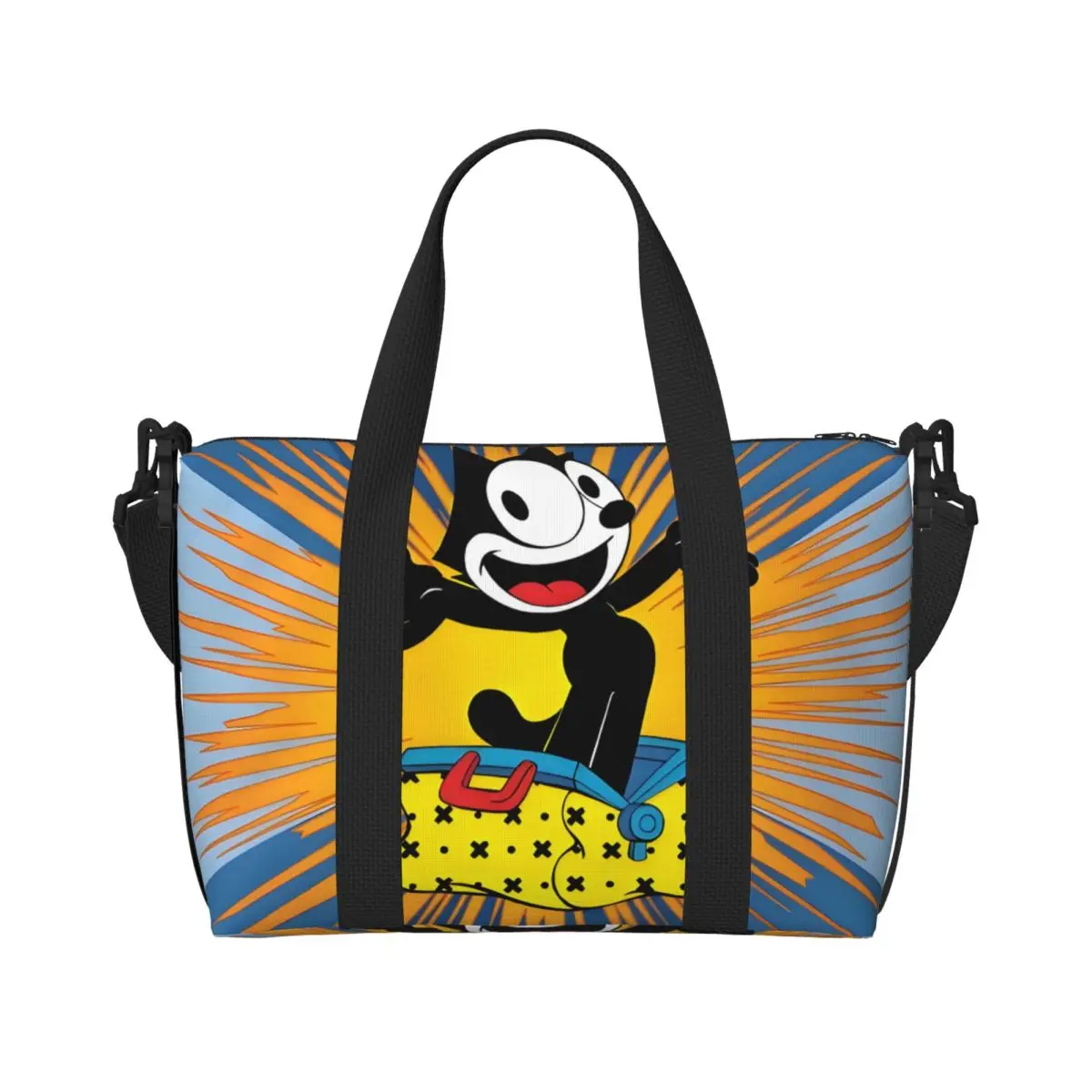 

Custom Large Felix The Cat Anime Tote Bag for Women Cartoon Kawaii Shopper Shoulder Gym Beach Travel Bag