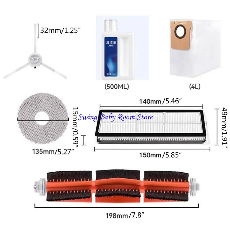 K1AD Cleaner Cleaning Rags Side Brush Facuum Filter Filter Facs Vacuum Planer Park Pads Mop for B101cn/1S