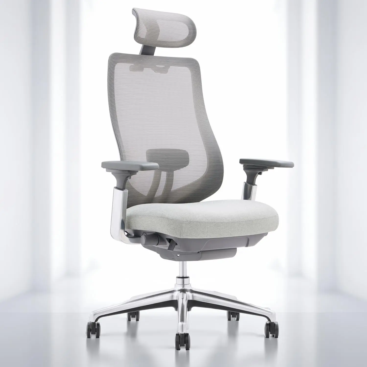 Ergonomic Mesh Office Chair High Back Adjustable Headrest 4D Arm Slide Seat Tilt Lock Lumbar Support Grey, Customized