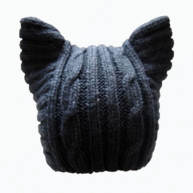 

Nejanhom Women Men Girls Boys Teens Cute Cat Ear Knit Cable Rib Hat Cap Beanie