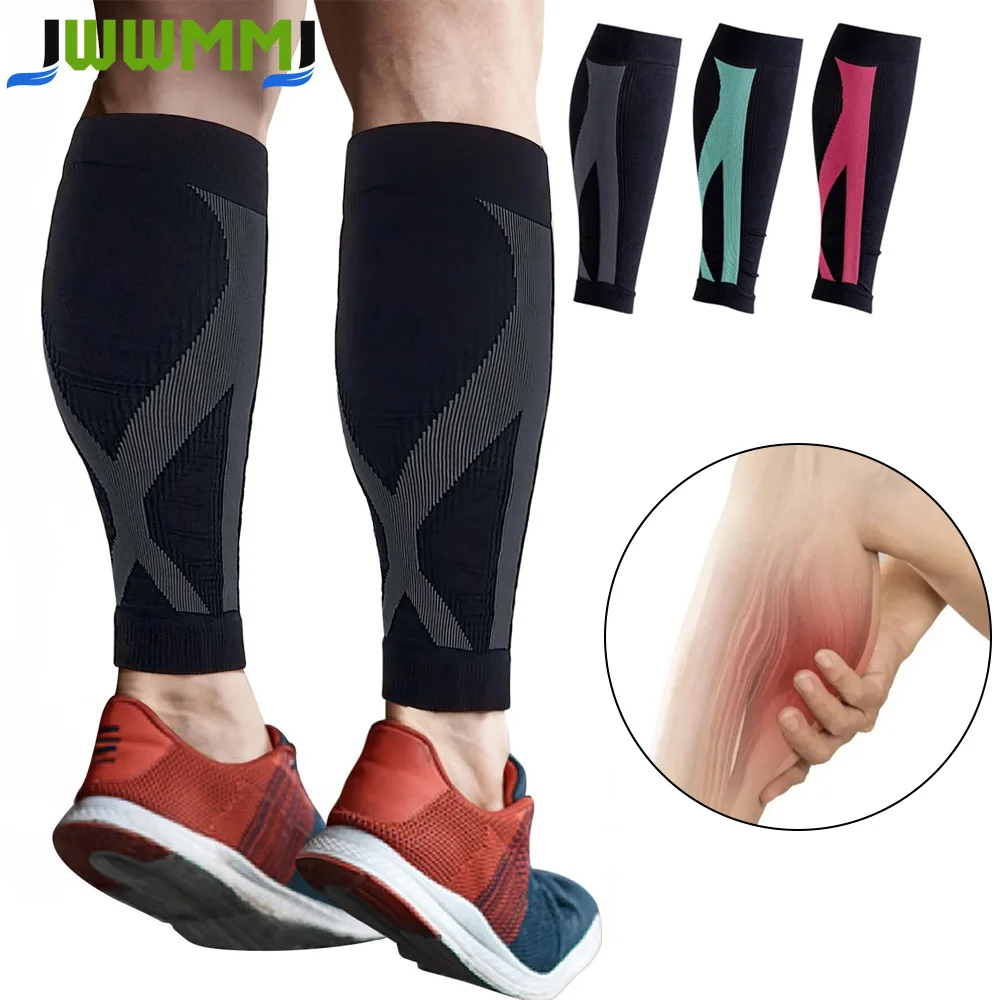 1Pair Calf Compression Sleeves for Men Women - Footless Compression Socks for Varicose Vein, Nursing, Pregnancy, Running
