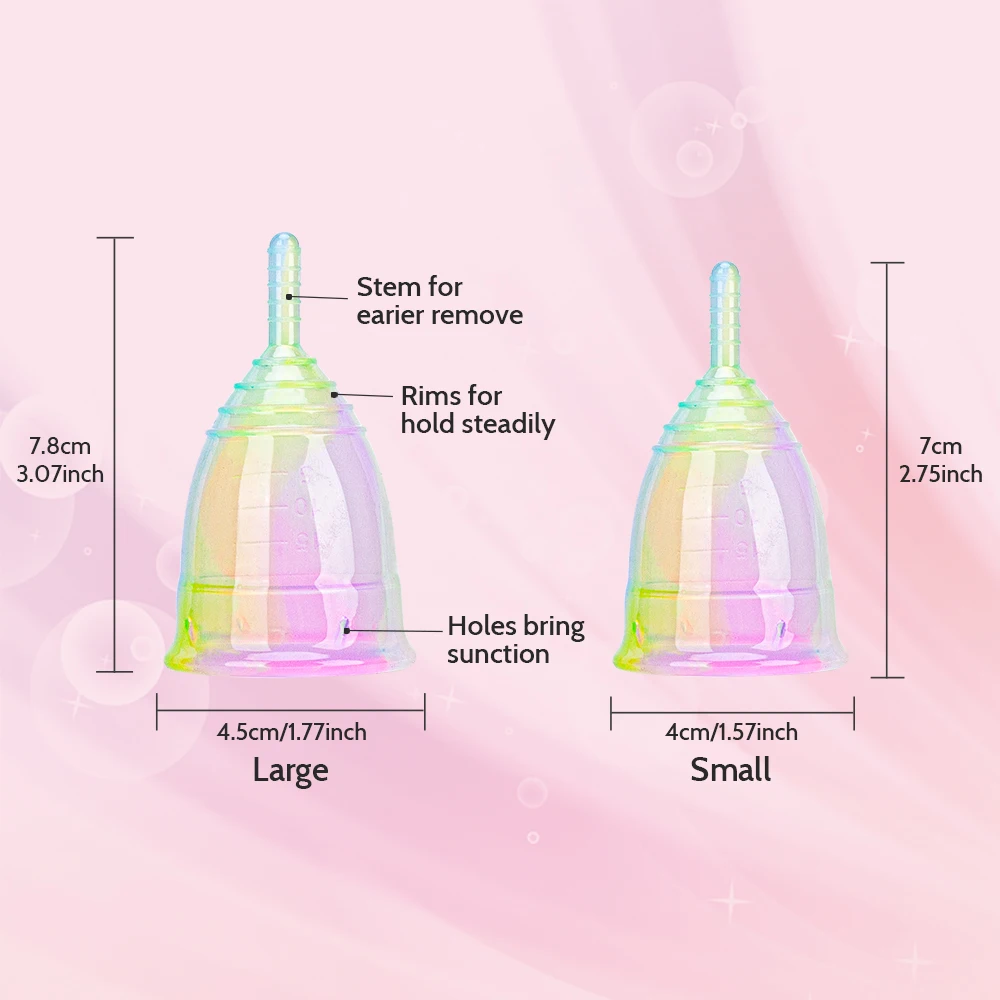 1/2PCS Medical Grade Silicone Menstrual Cup Colorful Menstrual Cup Feminine Hygiene Copa Menstrual Lady Cup Period Cup For Women