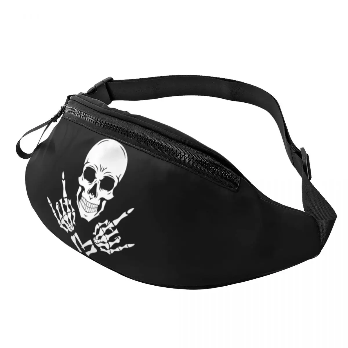 Bolso de pecho de calavera de esqueleto para hombre y mujer, bolso de pecho de Rock Roll, gestos de manos, cosas casuales, cinturón