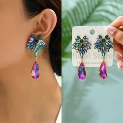 Colorful Rhinestone Chandelier Earrings For Women Luxury Trend Party Wedding Pendants Particular Charms Jewelry Accessories Gift