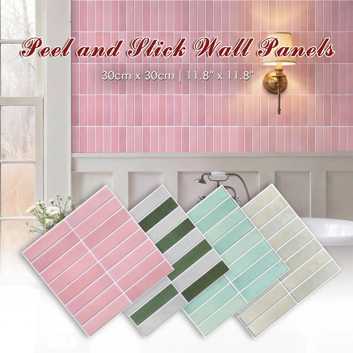 5/10/20 Stück Rosa 3D Lineare Selbstklebende Wandpaneele, PVC-Fliesen, Hitzebeständig, Dekorative Wandverkleidung für Küche & Wohnmobil