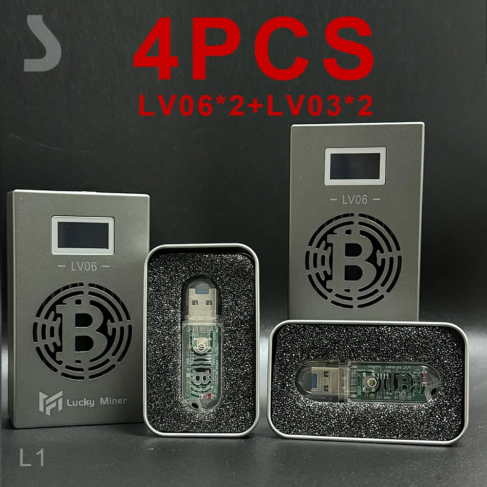 

2pcs LV06 + 2pcs LV03 Lucky miner v6 usb miner Btc miner 5.4GH/S bsv btc bch dgb crypto mining machine lottery miner asic mining