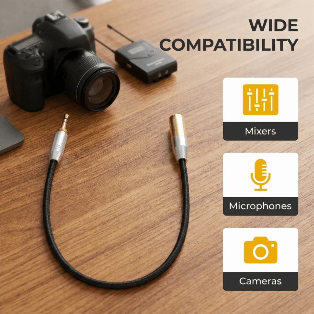 

Gold Plated 3.5mm Male to Mini XLR 3pin Cable 3 Pin Connector Stable Connection Professional Audio Cable Plug and Play