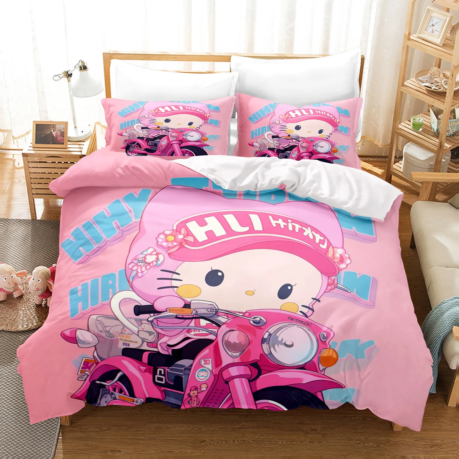 

Hello Kitty Bedding Set Duvet Cover Comforter Sets 3-Piece Set 1 Quilt Cover King Size Cotton Twin 100% Polyester