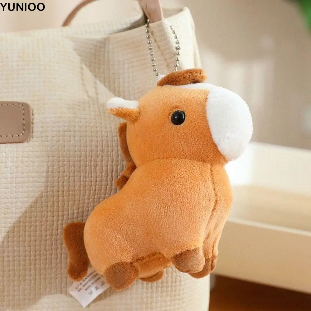 Leuke cartoon pony hanger dier mascotte pop pluche paard sleutelhanger ros pop Chinese stijl dierenriem pony beeldje feestelijk decor