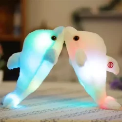 1pc 32cm Cute Creative Luminous Plush Toy Dolphin Doll Glowing LED Light Animal Toys Colorful Doll Pillow Lovely Gift