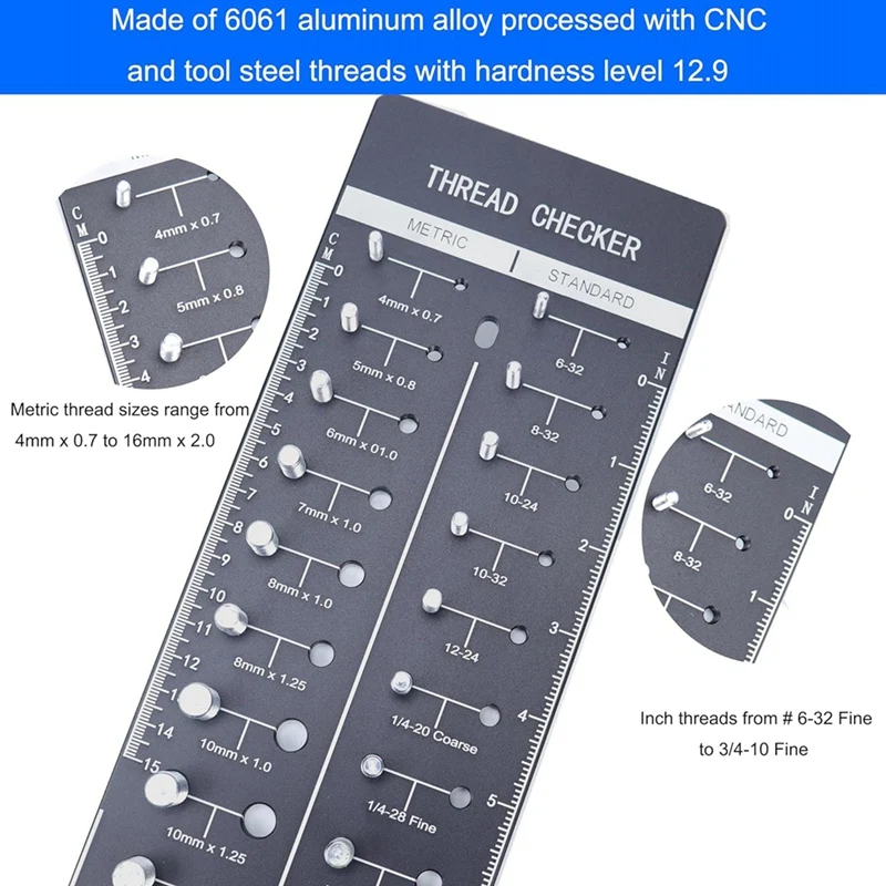 1 PCS 34 Nut And Bolt Thread Checker, Nut And Bolt Identification Tool Ruler, Bolt Size And Thread Gauge Standard And Metric