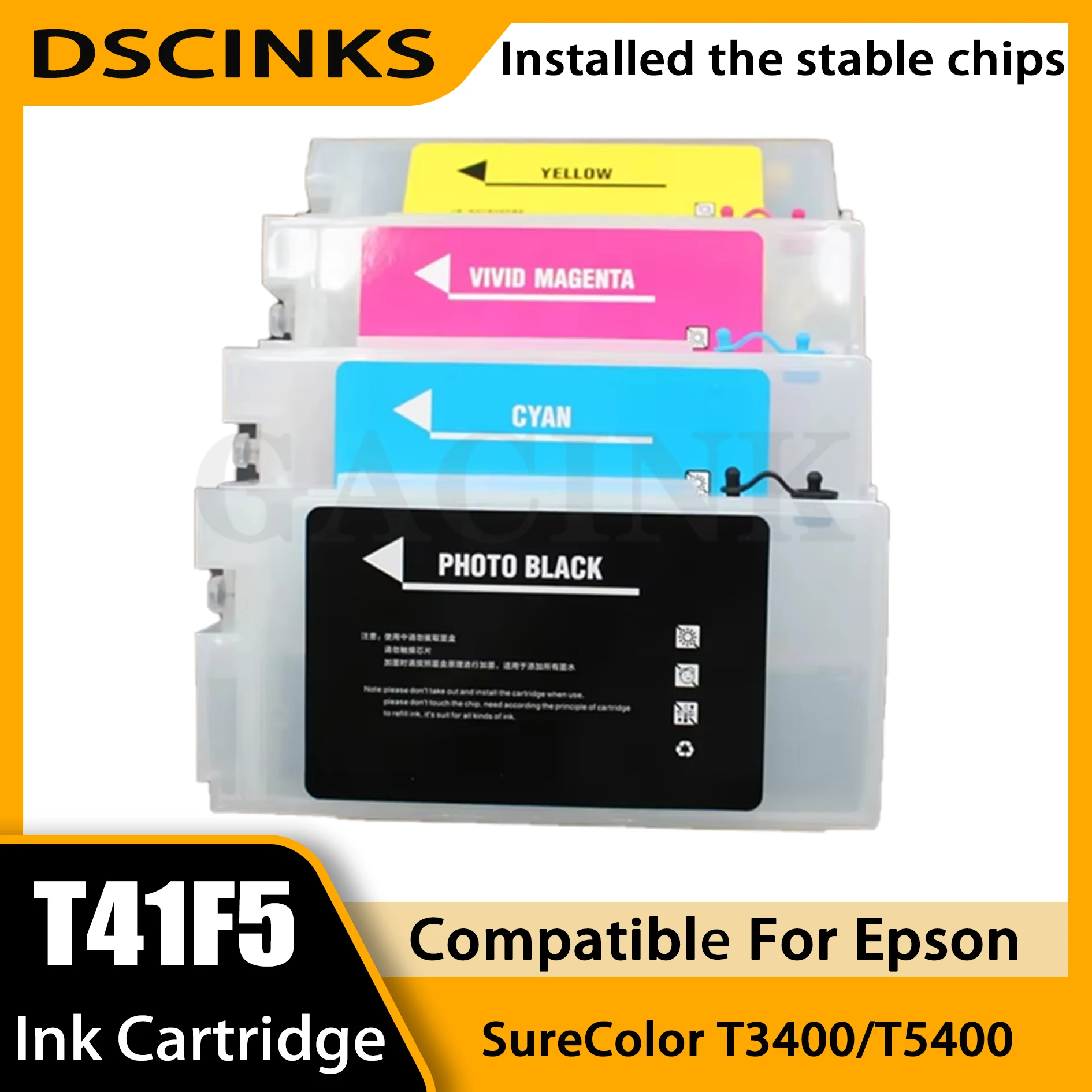

T41F2 T41F3 T41F4 T41F5 Refillable Ink Cartridge With Chip For Epson T41F Replacement For Epson SureColor T3400 T5400 Printer