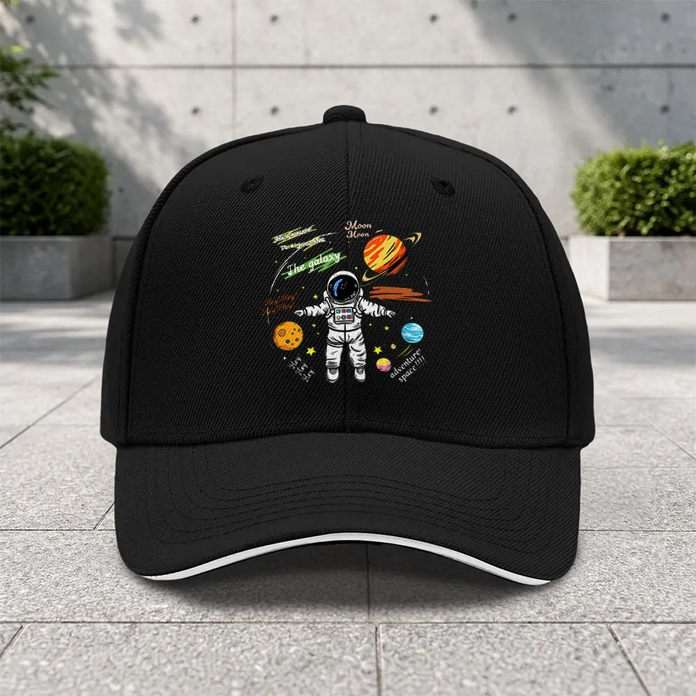 Space Astronaut Print Baseball Cap Adjustable Unisex Polyester Hat for Outdoor Sports Festivals Gifts