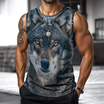 Maglietta estiva da uomo lupo ...