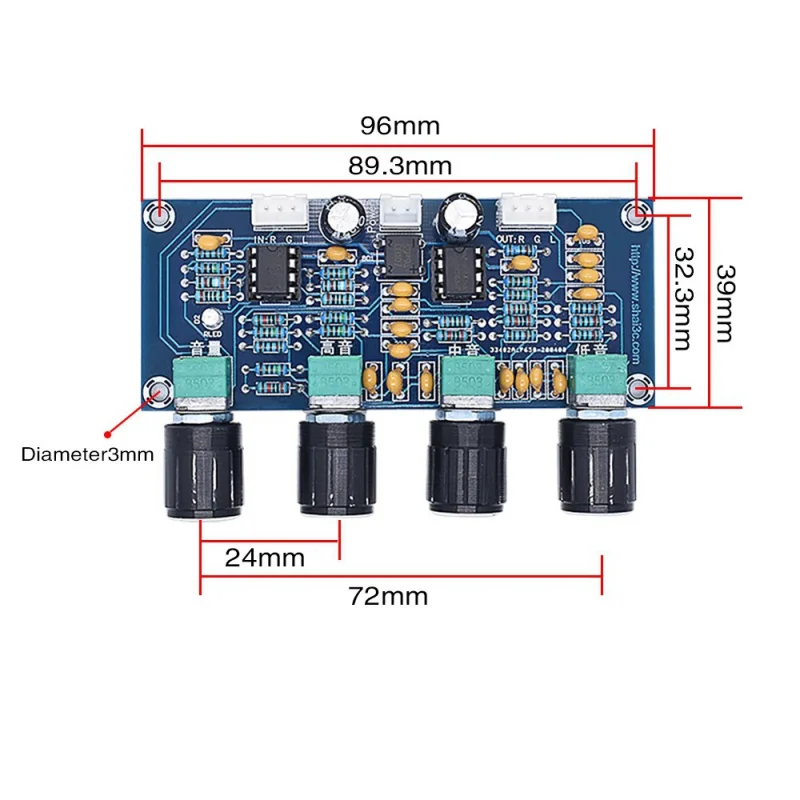 NE5532 Digital Power Amplifier XH-A901 DC Tone Board Pre amplifier High and Low Frequency Adjustable Volume Pre amplifier Tone C