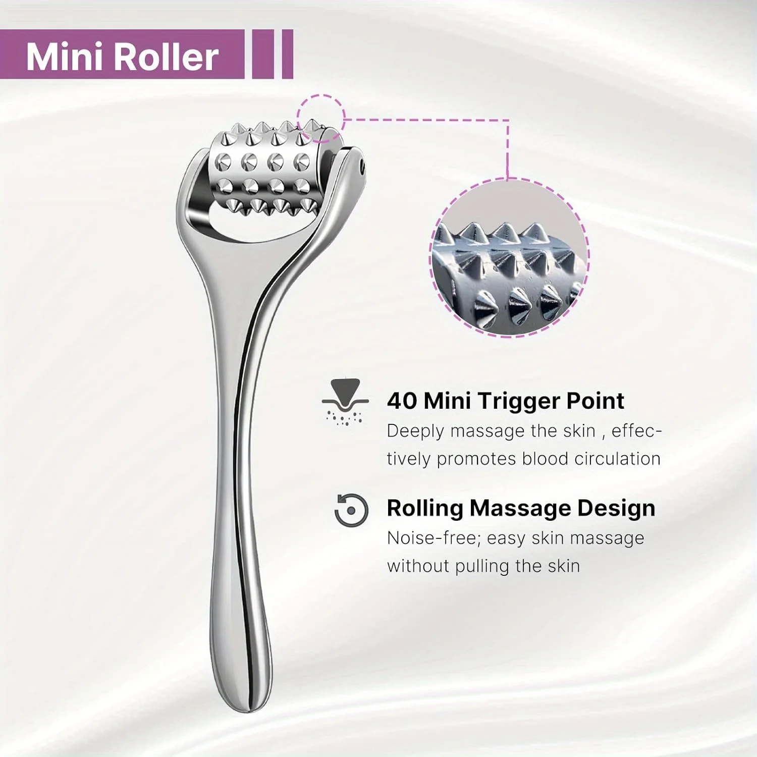 Roestvrijstalen oogmassageapparaat en gezichtsrollen Gezichtsmassagehulpmiddel voor wallen Oogzakken Ideaal voor dagelijkse gezichtsverzorging Body Massager