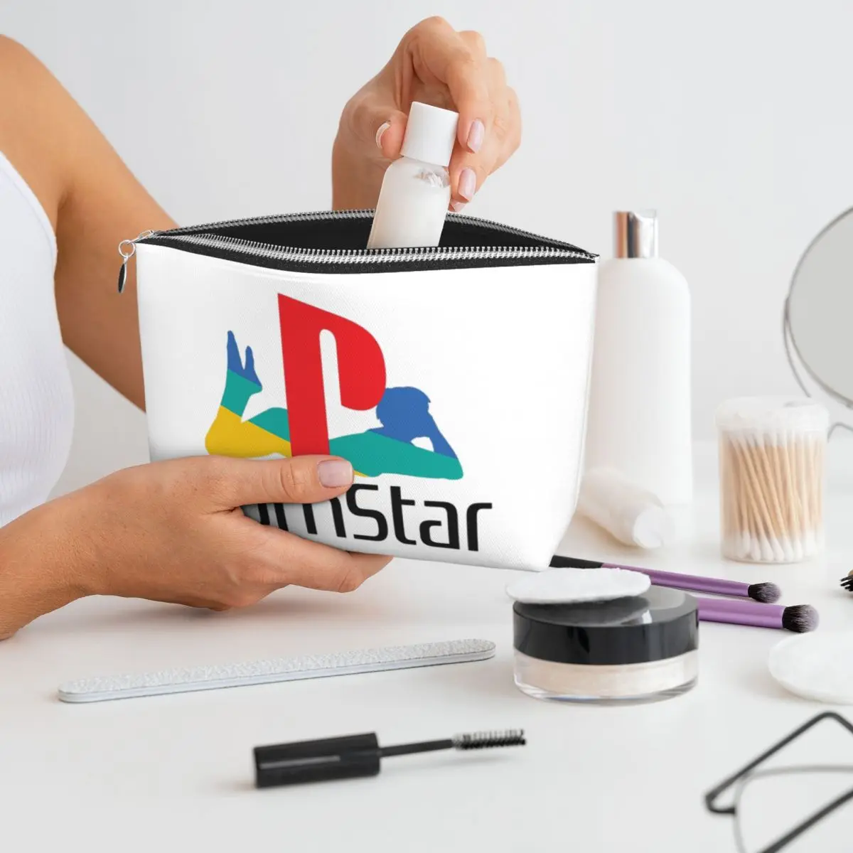 حقيبة مستحضرات التجميل النسائية البيضاء من Ps Pron Star، حقيبة تنظيم المكياج للسفر، صندوق أدوات تخزين أدوات الزينة