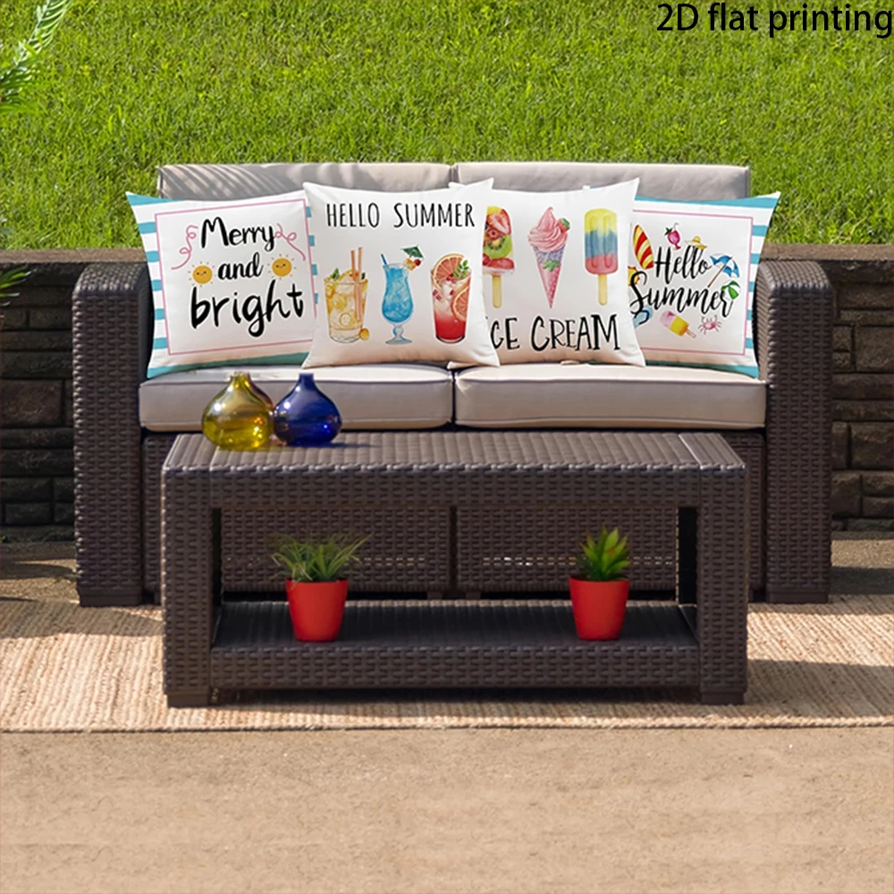 1/4PCS Summer Vibes Ice Cream Cocktail Pillow Covers ,Suitable for beds, sofas, lounge chairs, home decoration.