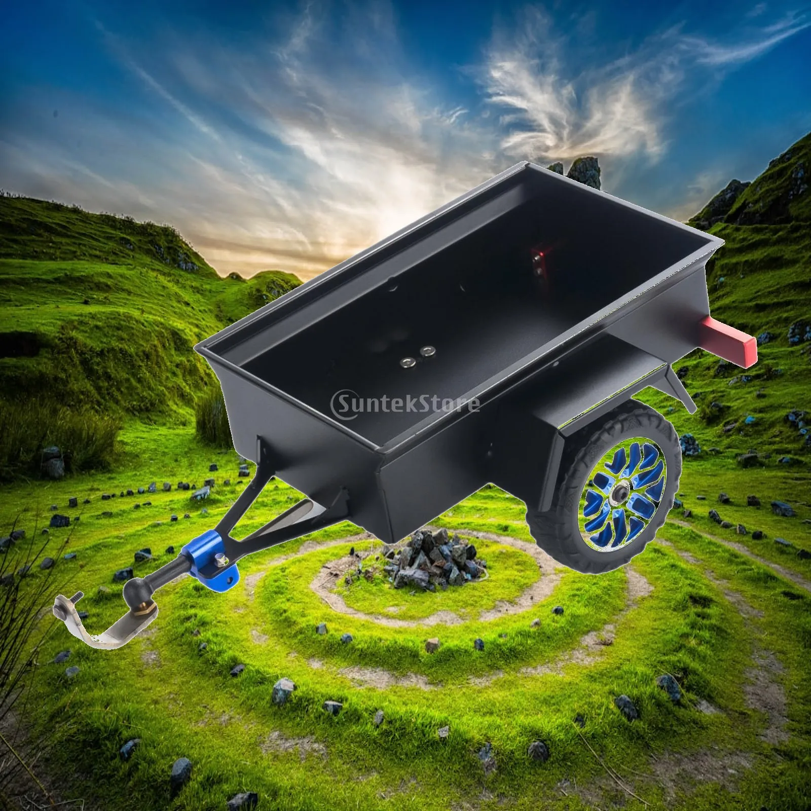 RC Crawler Trailer, Metal Remote Control Vehicle Accessory, Utility Hitch Mount, Car Model Modification, High Ren