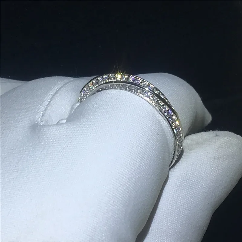 925 Sterling Silver Micro Pave Cubic Zirconia Anel para As Mulheres, Anéis de Banda, Casamento, Noivado, Festa Jóias, AAAAA