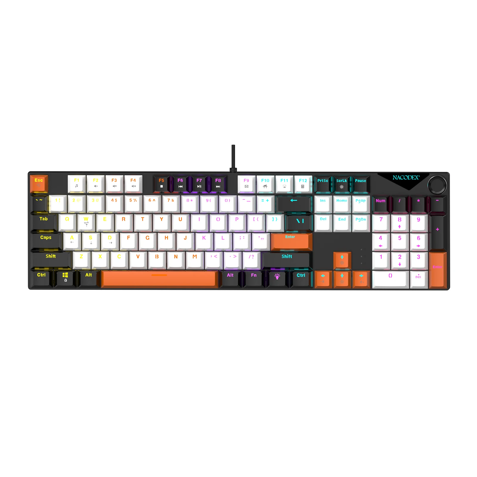AJAZZ NK104 Mechanisch toetsenbord Bedraad toetsenbord met dubbele injectie 104 Hot-Swapping LED Hybride Backlight Gamer-toetsenbord voor laptop PC - afbeelding 2