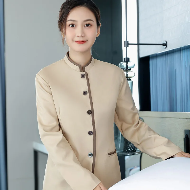 

Комплект униформы для уборщиков отелей: лонгслив, осень-зима, для женщин, для работы в сфере гостиничного бизнеса, больницах, уборщиков, продавцов, медсестер