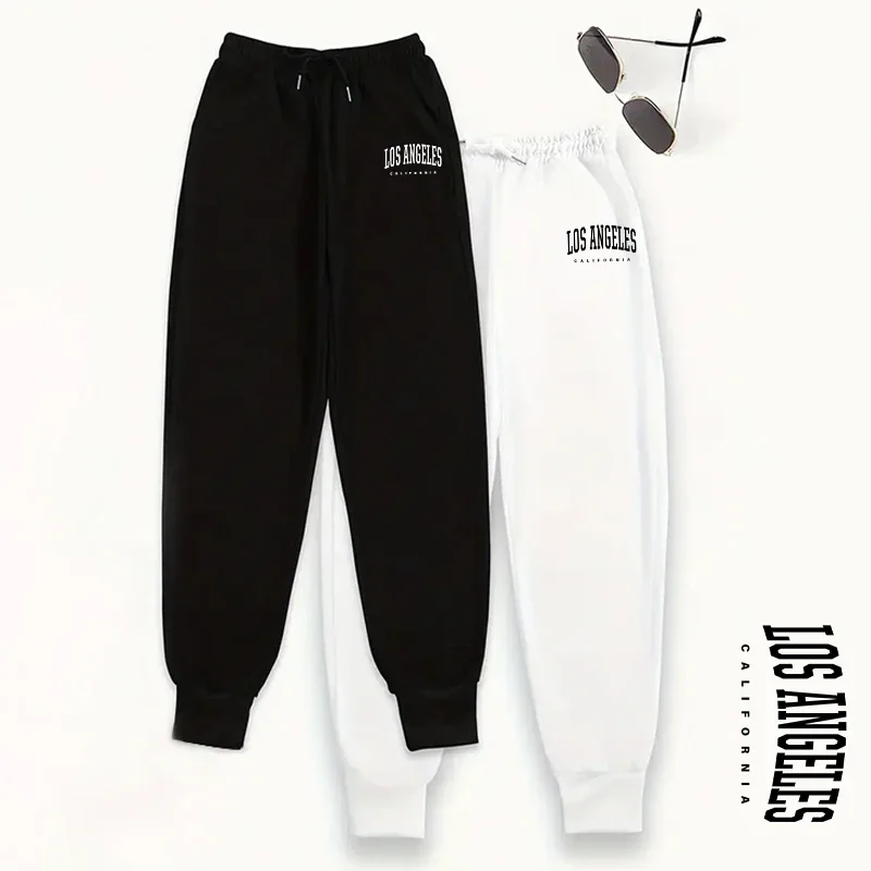 طقم من قطعتين من بنطال الركض النسائي برباط مطاطي لخريف وشتاء 2025 بلون سادة طقم سراويل صالة غير رسمية #3