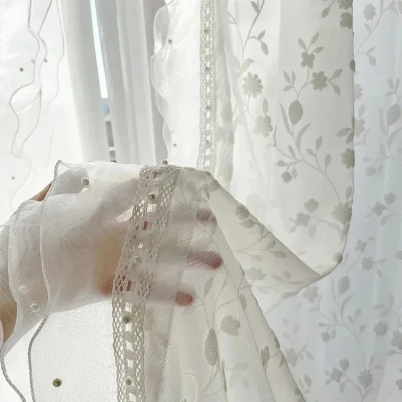 

Customized Luxury Dining Bedroom French Romantic American Vintage Heavy Embossed Window Curtains for Living Dining White Tulle