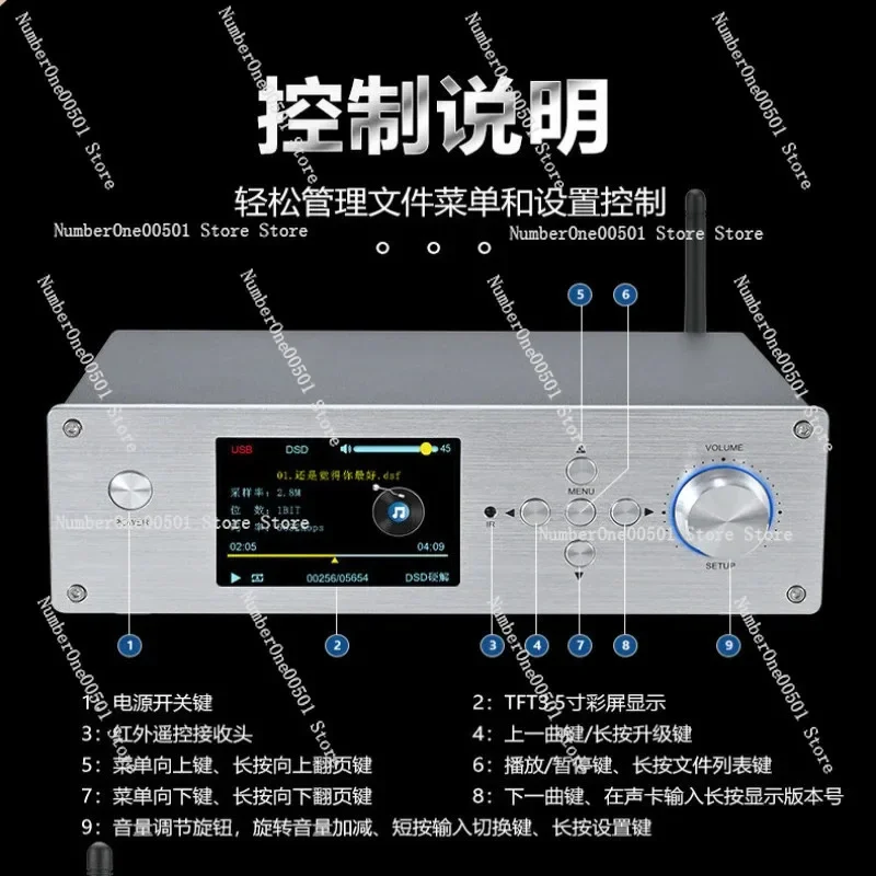 Lossless HiFi Bluetooth 5.4 Music Player Master Hard Drive Digital Transport Dual ES9039 DAC