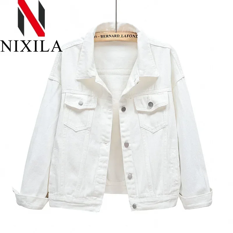 Jaqueta jeans oversize feminina outono inverno elegante retro manga longa topo coreano moda lazer casaco para roupas femininas