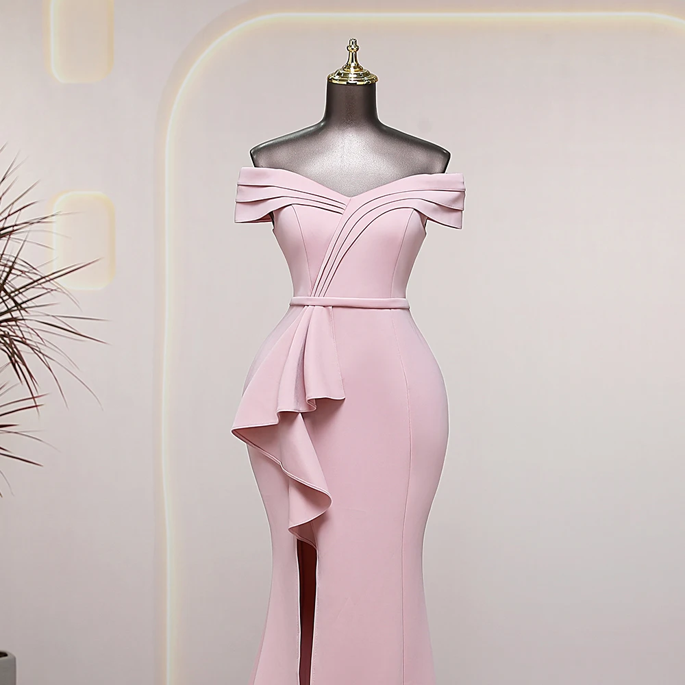 Elegant side slits pink candy color prom dress luxury evening dresses wedding party dress formal occasion dresses special events