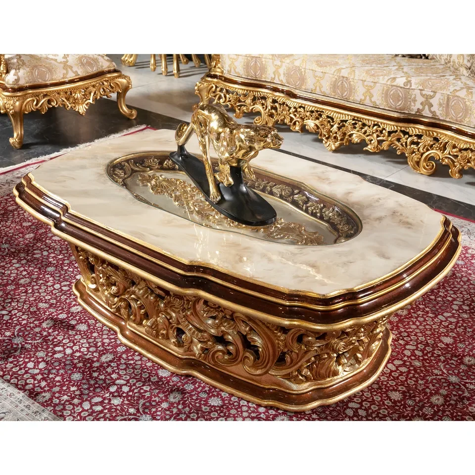 Turkey Middle East Luxury Antique Royal Hand Carved Sofa Set Living Room Furniture Set