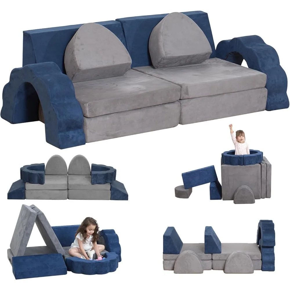 Flower Play Couch Sofa for Kids Sectional Sofa 10PCS Playroom Imaginative Furniture for Creative Kids Girls and Boys Bedroom