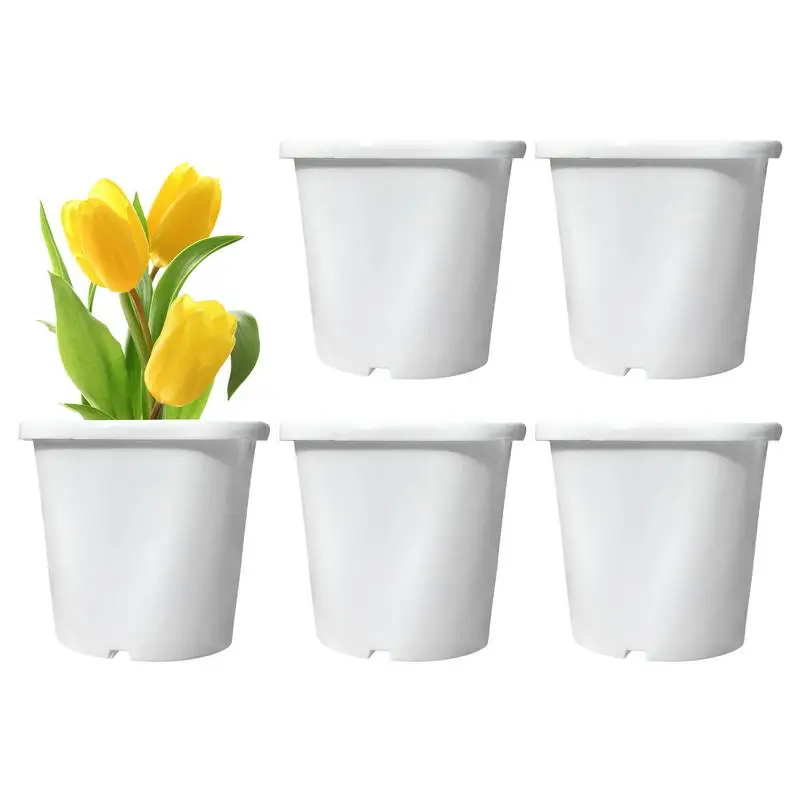 Plant Nursery Pots 5PCS Plants Nursery Pots Flower Pots With Drainage Holes Flower Pots Flower Plant Container Reusable Nursery