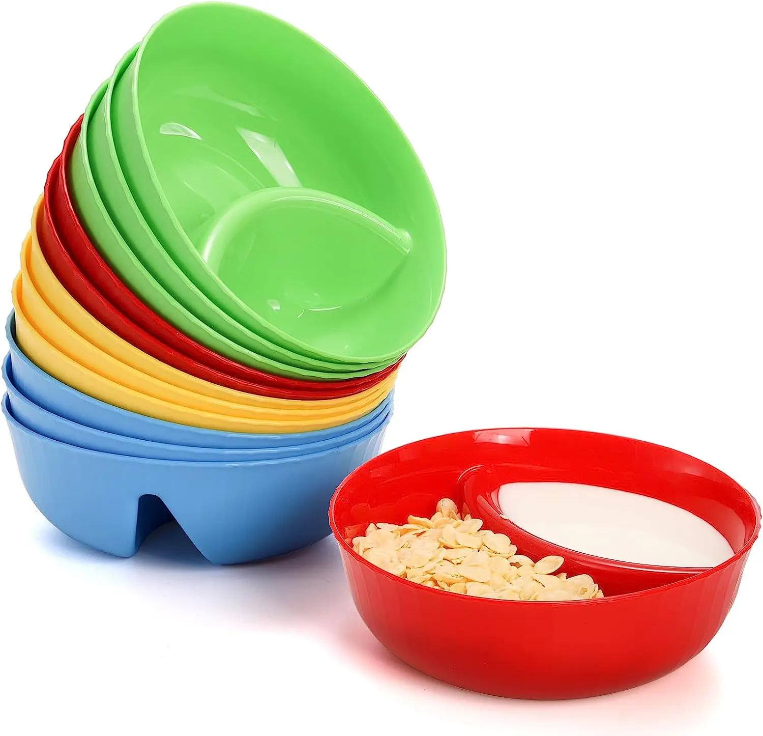 Anti-soggy Cereal Bowls Plastic Divided Bowl for Chip and Dip Separated Snack Bowl Sauce Dipping Dish for Ice Cream milk bowl