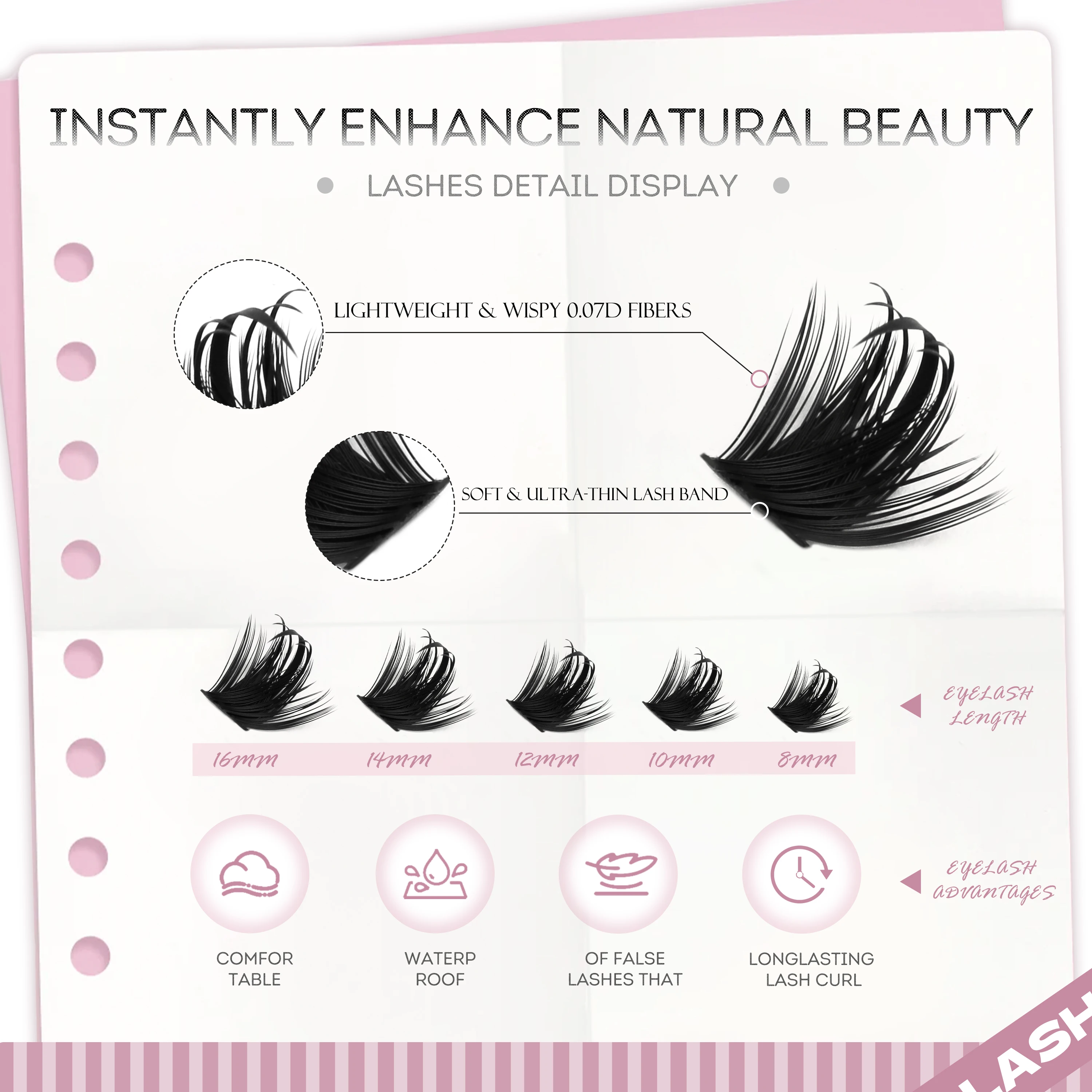 GROINNEYA Eyelashes Clusters Fluffy Cluster Lashes Volume Mixed Tray Lashes Cluster Wispy Lashes Eyelash extension