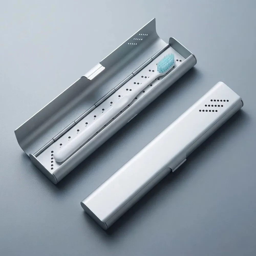 Aluminum Material Aluminum Toothbrush Case Empty Design Portable Size Toothbrush Box Container Compact Container