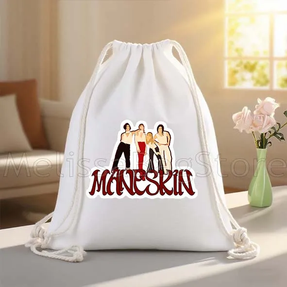 Rock Band DAMIANO DAVID MANESKIN Gifts Canvas Drawstring Bags Soccer Backpack Gym Sackpack String Bags for Hiking Sports Yoga