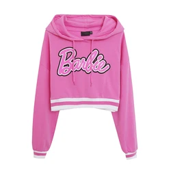 Sweet Cartoon Letter Hooded Sweatshirt for Women Anime Y2K Girls Loose High-Waisted Short Pullover Fashion Hoodie Trendy Tops